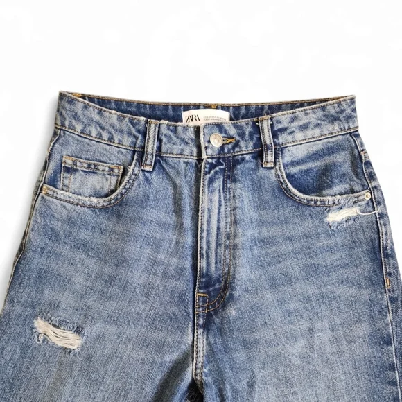 ZARA High Rise Distressed Ripped Jeans Size 25 Grunge Style - Picture 3 of 10